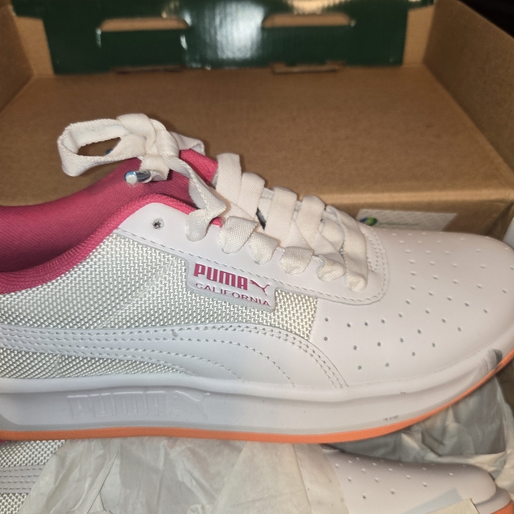 Puma Sneakers (white, orange, pick, and blue)